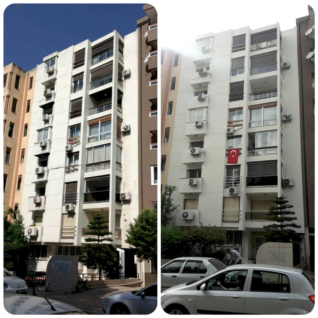 sevilapartmanı_göztepe İzmir Göztepe semtinde yer alan, yalı dairelerinden oluşan **Sevil Mağazacılık Apartmanı**, dış cephe dayanıklılığını artırmak ve estetik görünümünü yenilemek amacıyla kapsamlı bir bakım ve boya çalışmasından geçirilmiştir. Bu kapsamda, **Filli Boya Aqusta Silan Serisi** kullanılarak dış cephe tamiri ve boyası yapılmıştır. Yüksek kaliteye sahip Aqusta Silan Serisi, binanın dış etkenlere karşı dayanıklılığını artırırken, uzun ömürlü koruma ve modern bir görünüm sağlamıştır. Bu çalışma, apartmanın değerine katkıda bulunurken, sakinlerine daha estetik ve dayanıklı bir yaşam alanı sunmuştur.